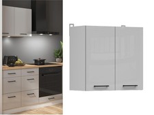 Kitchen Wall Unit 600mm Cabinet 2 Door 60cm Cupboard Grey Gloss Storage Junona