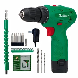 12V Cordless Power Drill Driver Set Battery Charger 3/8 In Keyless Kit