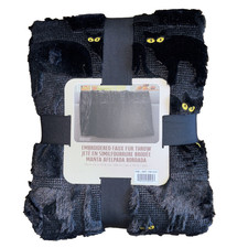 Costco Viral Halloween Pumpkin Embroidered Faux Fur Throw Blanket 60x70 TikTok