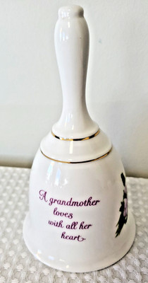 Vintage Porcelain Bell ''Grandmother'' Floral Gold Trim Summit Collection Berlin