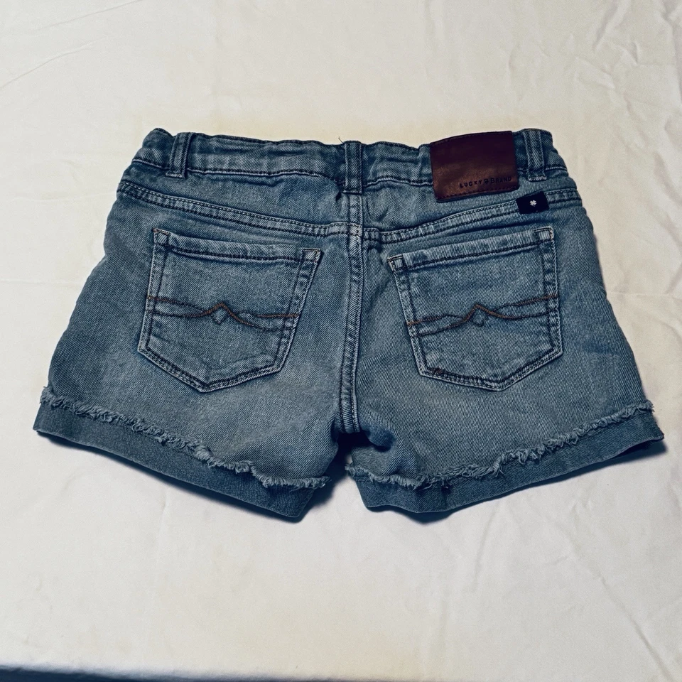 LUCKY BRAND Riley Jean Shorts Cut Off Cuffed Stretch Girls Sz 10 - Image 3 of 4