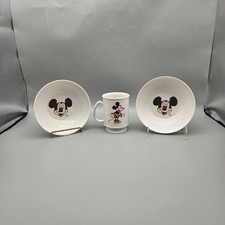 Vintage Disney Mickey Minnie Mouse Plastic Dinner Set Cereal Bowls Cup Melamine