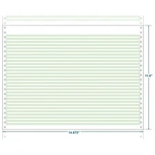 14-7/8" x 11" (W x H) Continuous 18# Computer Paper, 1/6" Green Bar (Carton of
