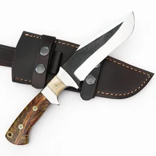 CUSTOM HANDMADE D2 KNIFE WITH PINE CONE HANDLE & PREMIMUM LEATHER SHEATH T34