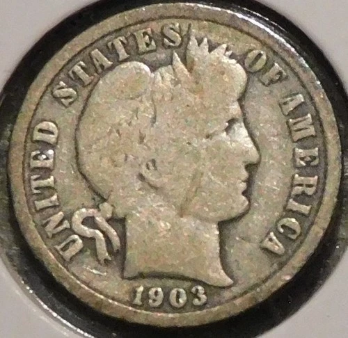 Silver Dime - Barber - 1903 (Album toned, with reverse striping.)