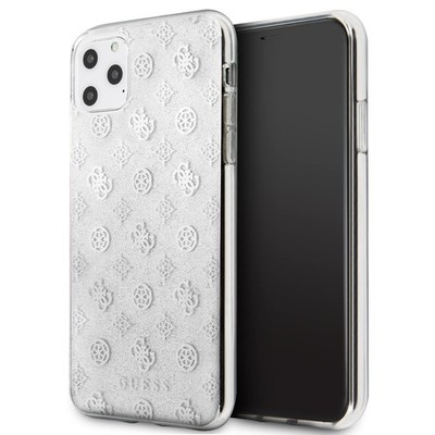 iPhone 11 Pro Max Handyhülle Guess 4G Peony Glitter Silber