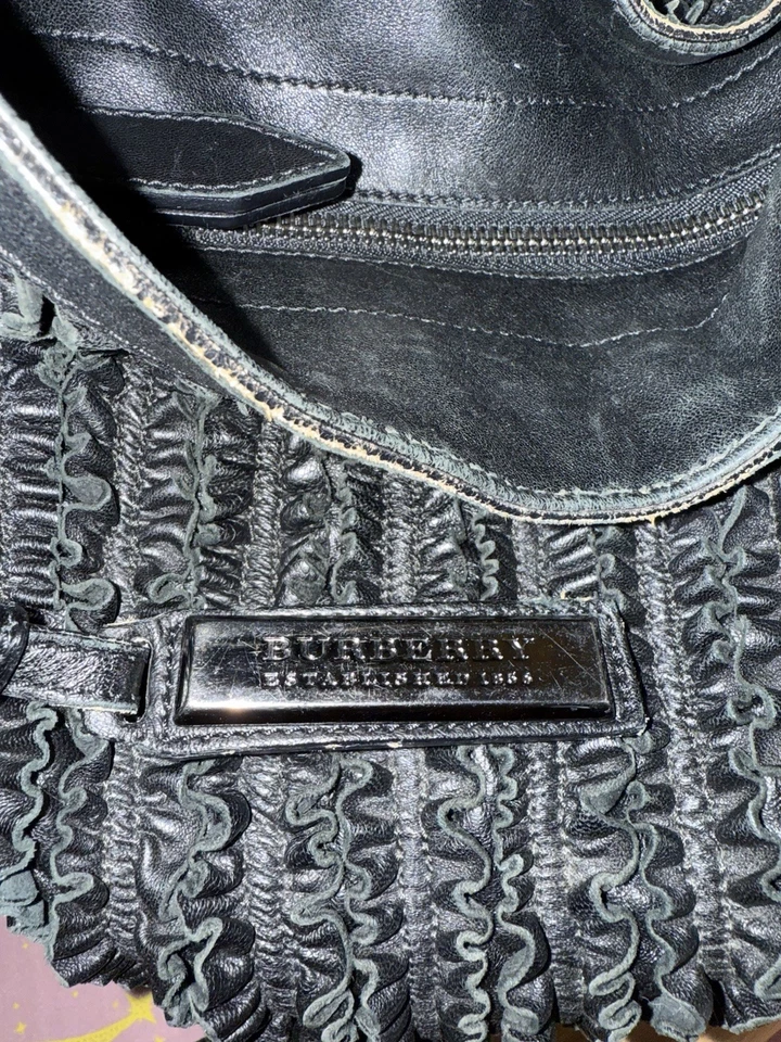 Burberry Black Ruched Ribbon Leather Westcott Shoulder Bag EUC - Image 3 of 4