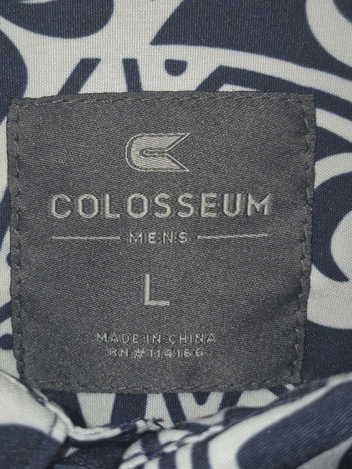 West Virginia Mountaineers Colosseum Navy White Tribal Print Polo Men's Large - Image 3 of 4