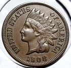 1908-S Indian Head Cent Penny, Scarcer Key Date San Francisco Issue, XF