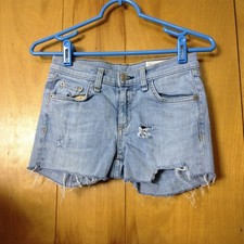 Rag Bone Women's Size 26 Distressed Denim Shorts Blue Raw Hem Cutoff Festival