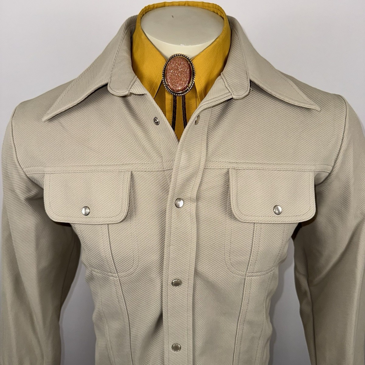 Vtg 60s 70s Leisure Suit Jacket Sears Pearl Snap Coat Rockabilly