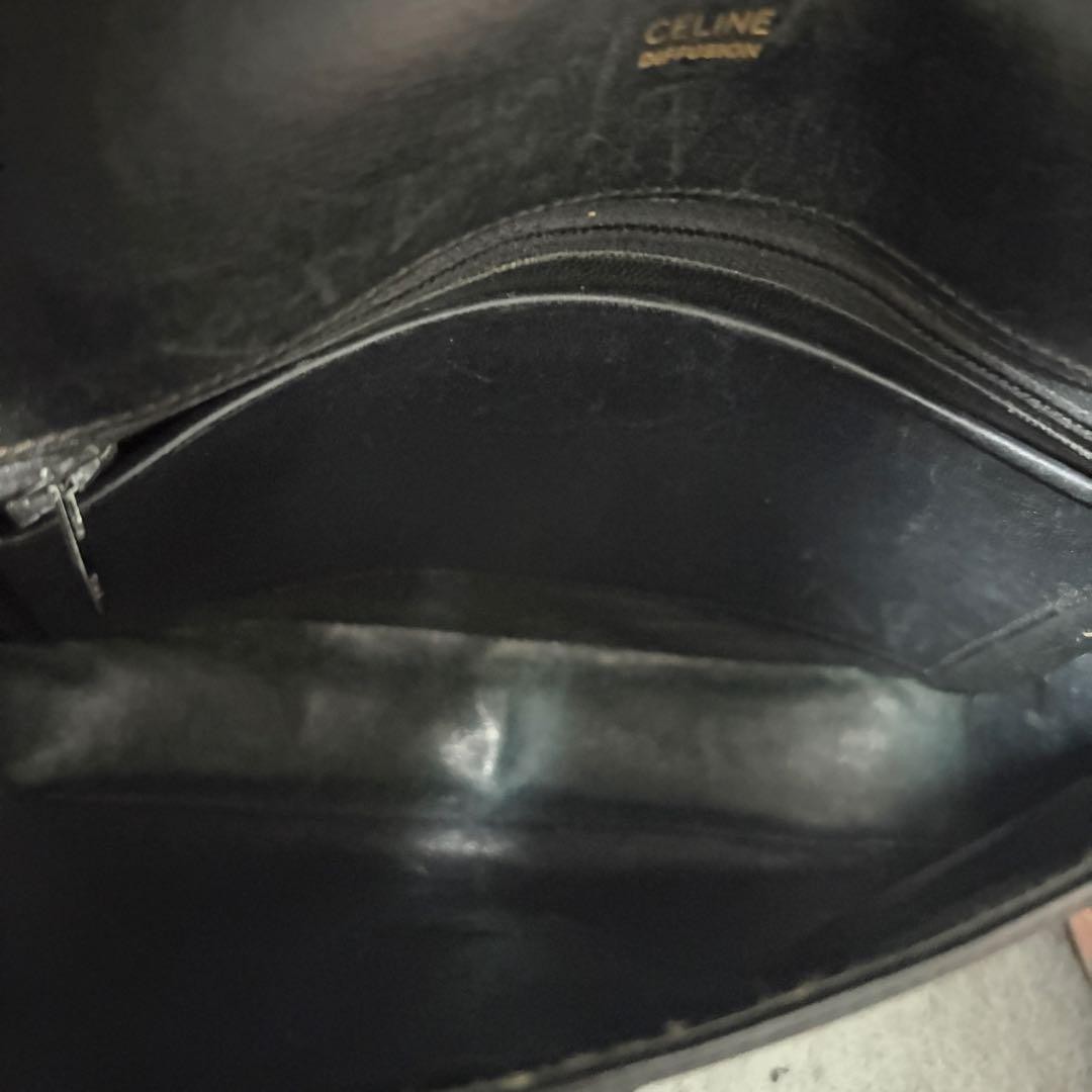 Celine Shoulder Bag Carriage Hardware Leather Black Vintage — image 7