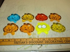 Vintage Lot Of 8 1978 Kellogg's Garfield Cat Face Bicycle Spoke Reflectors, Used