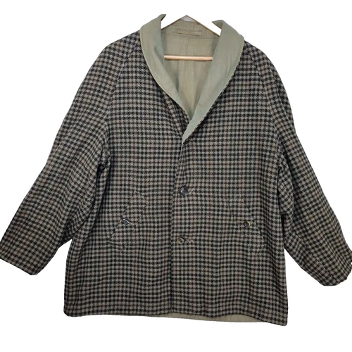 Cappotto uomo Burberrys vintage anni 80 taglia 2XL marrone tweed check lana reversibile