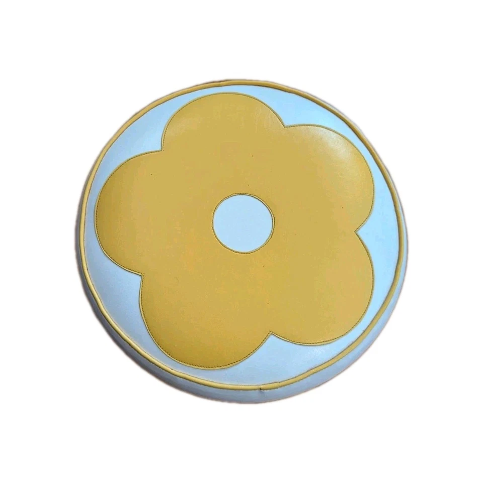 Винтажный Виниловый Круглый Оттоманский Пуф Большой Табурет для Ног Для Хранения Цветков Мощность - Изображение 2 из 4