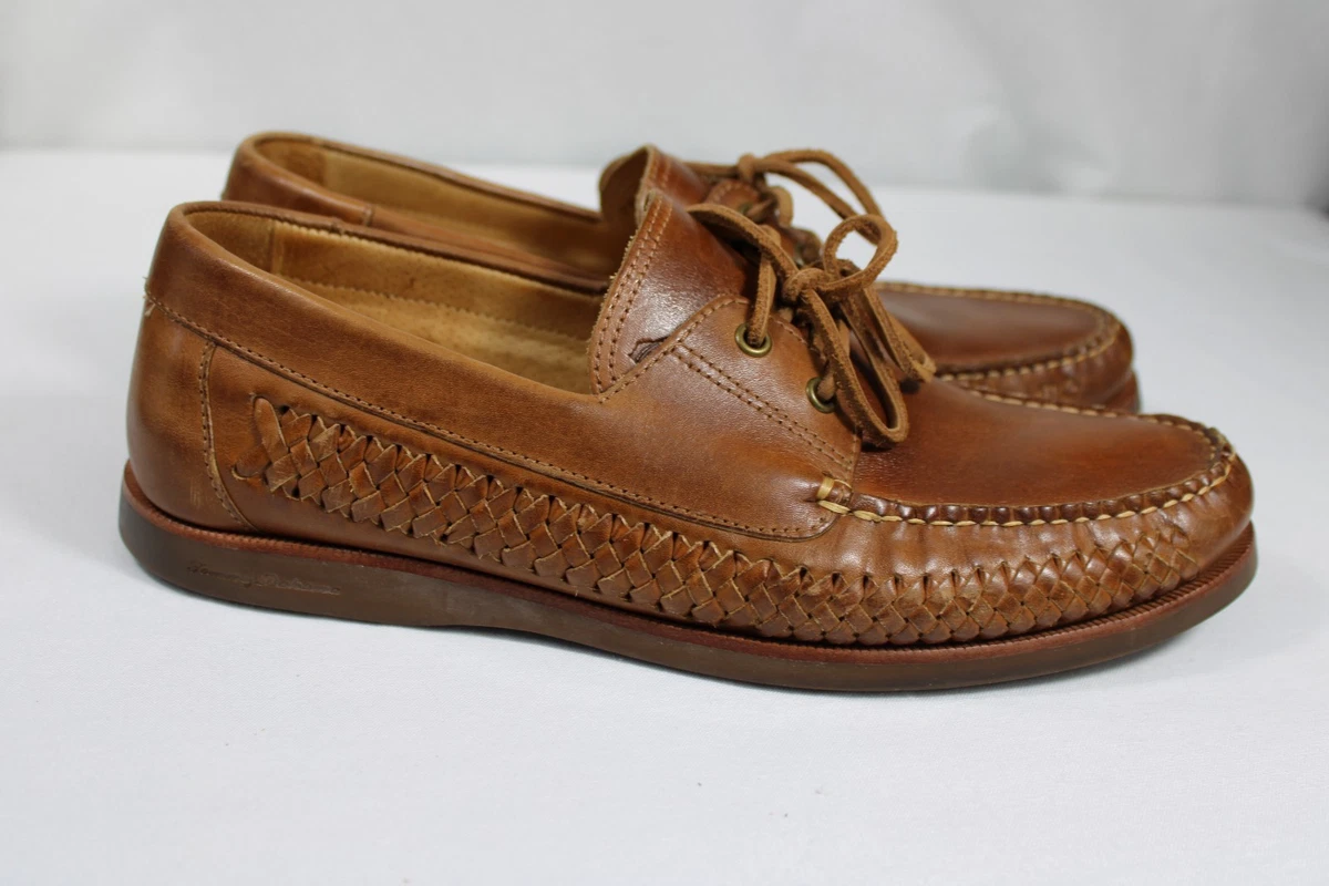 Tommy Bahama Men’s Leather Apron Toe Casual Boat Shoes Sz 10.5 M Brown Comfort Tommy Bahama Boat Shoe Brown Casual Shoes for Men for sale  main image 4