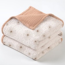 Muslin Quilt Blanket Crib Blanket For Baby And Toddler47x47 Inchespink Daisy