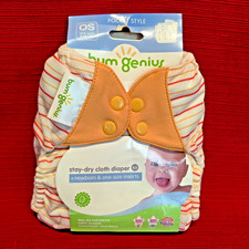 BumGenius 4.0 Stay-Dry Cloth Diaper Striped One Size Pocket Style with Inserts