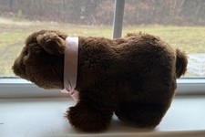 Vintage RARE 1970s R. Dakin Co. Standing Brown Bear Plush Pink Ribbon