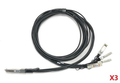 Lot of 3 FS Q-4SPC03 40G Passive DAC Breakout Cables QSFP+ 4SFP+ DAC 3m