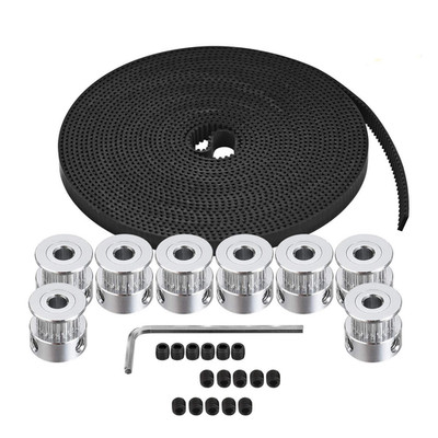 GT2 Timing Belt Pulley, 8Pcs 5Mm 20 Teeth Timing Pulley Wheel and GT2 5 Meters R