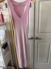 GUESS Long Pink Ribbed Dress Size Xs Women's Short Sleeve