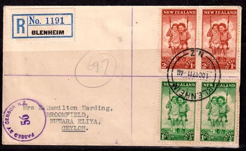 New Zealand Health Stamps. FDC / Cover.  1942. Censor Mark. Used. #88