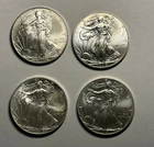 4- 1 Oz. American Silver Eagles, 2008, 2010, 2013, 2015 Bullion Coins
