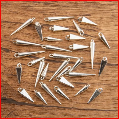 30PCS 3 Styles Metal Alloy Smooth Surface Conical Pendant Charms DIY Handmade