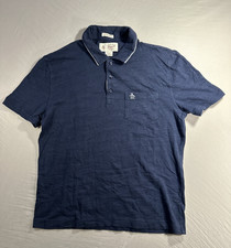 Original Penguin Polo Shirt Men's Medium M Blue Heritage Slim Fit Earl Pocket