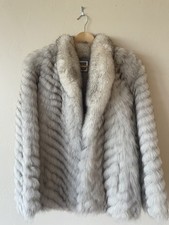 Vintage SAGA FOX Silver Fox Fur Jacket Coat Size S