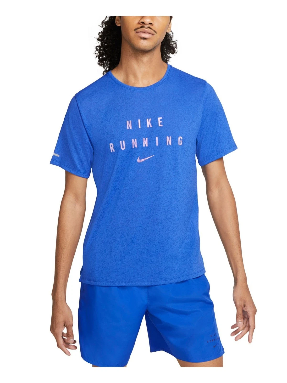 Nike Men's T-Shirt Miler Wild Run Blue Classic Fit XXL New