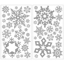 Glitter Snowflake Wall Decals Pack of 47 Removable Peel and Stick Decor