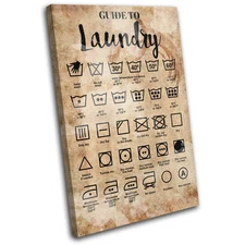Retro Laundry Infographic Vintage SINGLE CANVAS WALL ART Picture Print