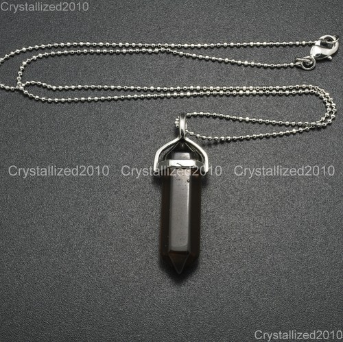 Natural Gemstones Hexagonal Pointed Reiki Chakra Pendant Necklace 18K Silver - Picture 51 of 86