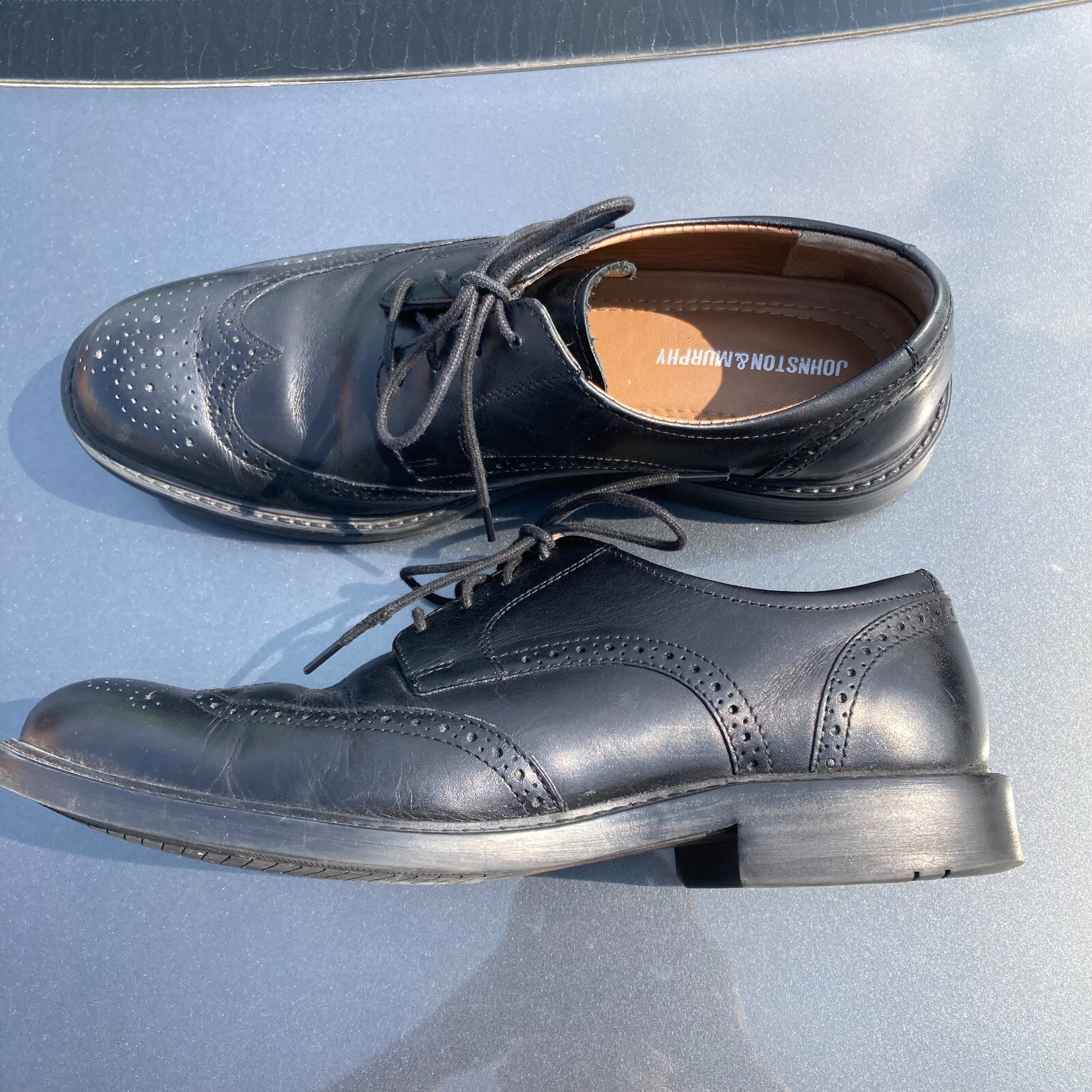 SAOLA Scarpe eleganti Oxford nere stringate da uomo Johnston & Murphy taglia 9 M in pelle 20 1865