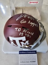 Josh Reynolds Autographed/Signed Mini Helmet Texas A&M TD Record B