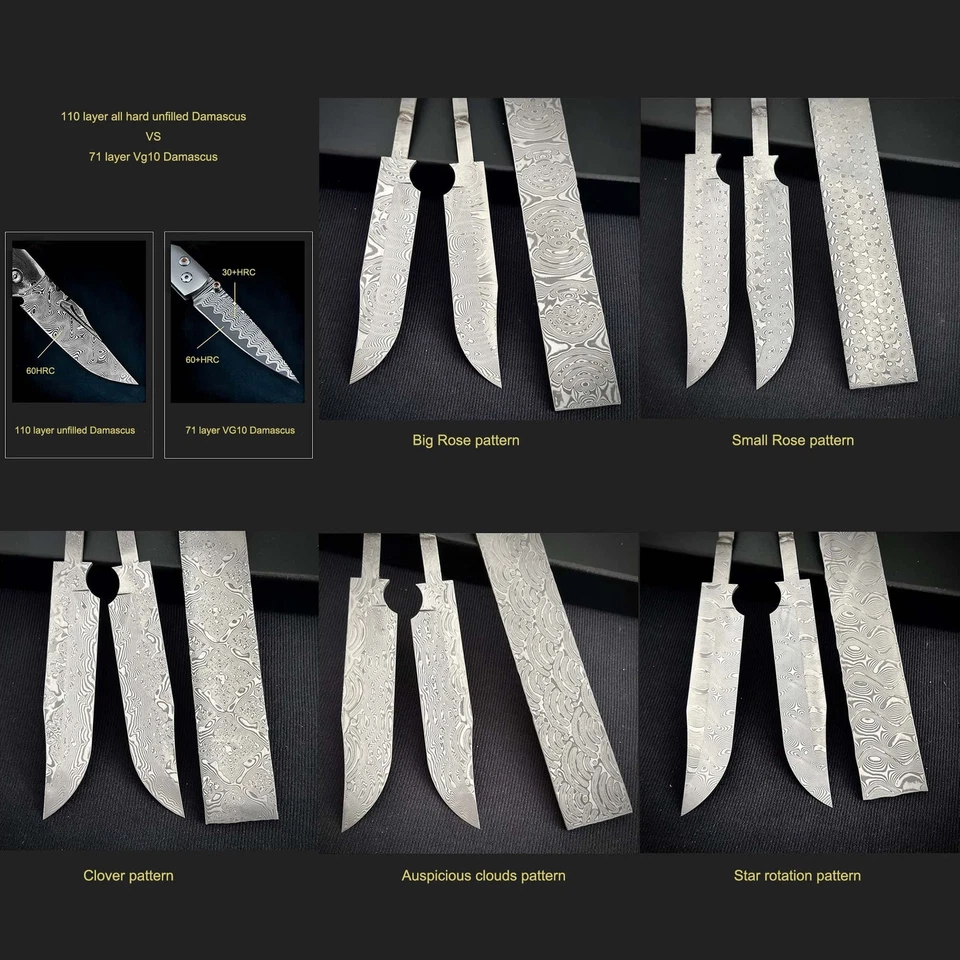 Barra de palanquilla de acero Damasco duro sin rellenar hoja de cuchillo en blanco hágalo usted mismo material sándwich Foto 3 de 4