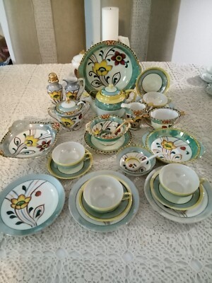 Vintage Noritake 29 Piece Lusterware Tea Set. Rare. Art Deco. Hand Painted. 