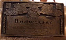 VINTAGE BUDWEISER BELT BUCKLE BY ODEN 1974 BY ARRANGEMENT OF ANHEUSER BUSCH, INC