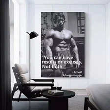 Arnold Schwarzenegger Poster, Motivational Quotes Bodybuilding Poster
