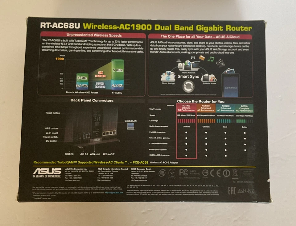 ASUS RT-AC68R Wireless-AC1900 Dual-Band Gigabit Router 802.11ac Gaming/Streaming - Image 2 of 4