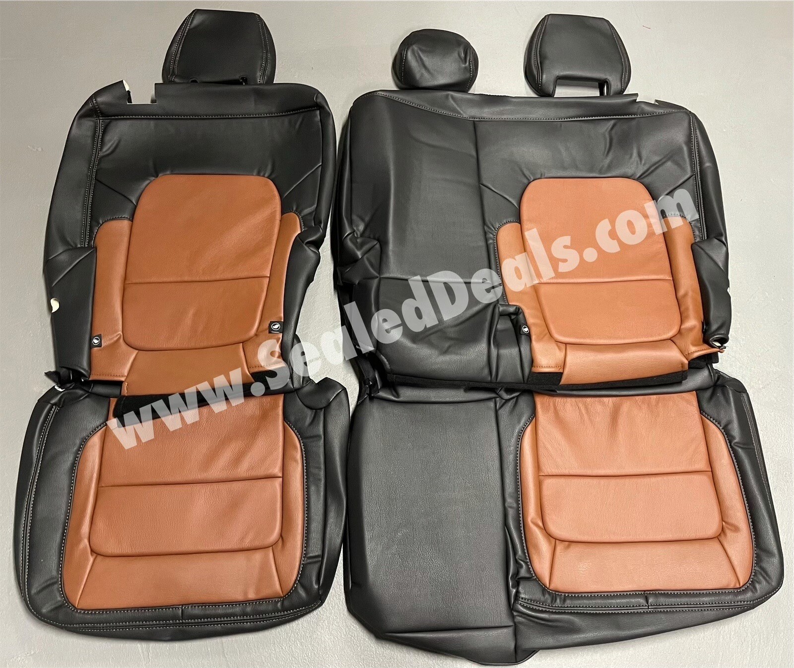 BLACK & MAHOGANY LEATHER SEAT COVERS FOR FORD BRONCO 4 DOOR FULL SIZE BIG BEND
