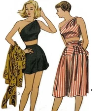 1950's Sewing Pattern: Women's Beachwear - bust=32" (81.3 cm)