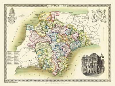 Map of Devonshire 1836 by Thomas Moule 1000 Pc Jigsaw Puzzle (jg)