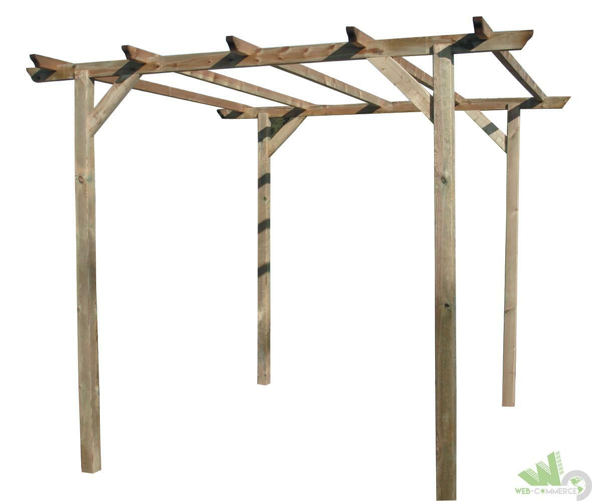 PERGOLA IN LEGNO IMPREGNATO 300X300X220 H CM 3X3MT GAZEBO TETTOIA PERGOLATO