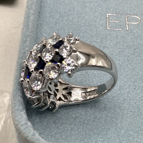 Epiphany Diamonique Silver 925 CZ BLue Stone Size 6.5 Platinum Clad Domed - Picture 6 of 12