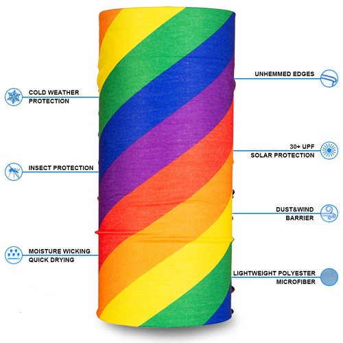 LGBT Pride Rainbow Scarf Cycling Running Snood Neck Warmer Tube Headband Bandana - Picture 2 of 22