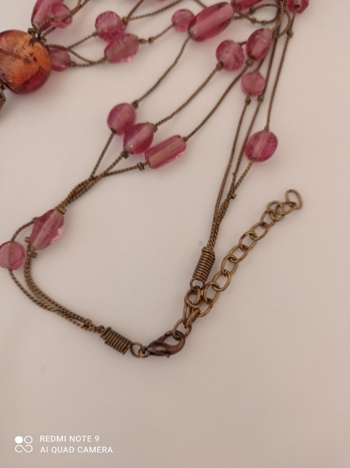 Statement Boho Brass Tone Chain Multi Shaped Pink… - image 6