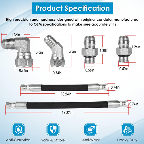 High Pressure Oil Pump HPOP Hoses Lines Kit & Crossover Line Fit for Ford 7.3L P - Picture 6 of 12